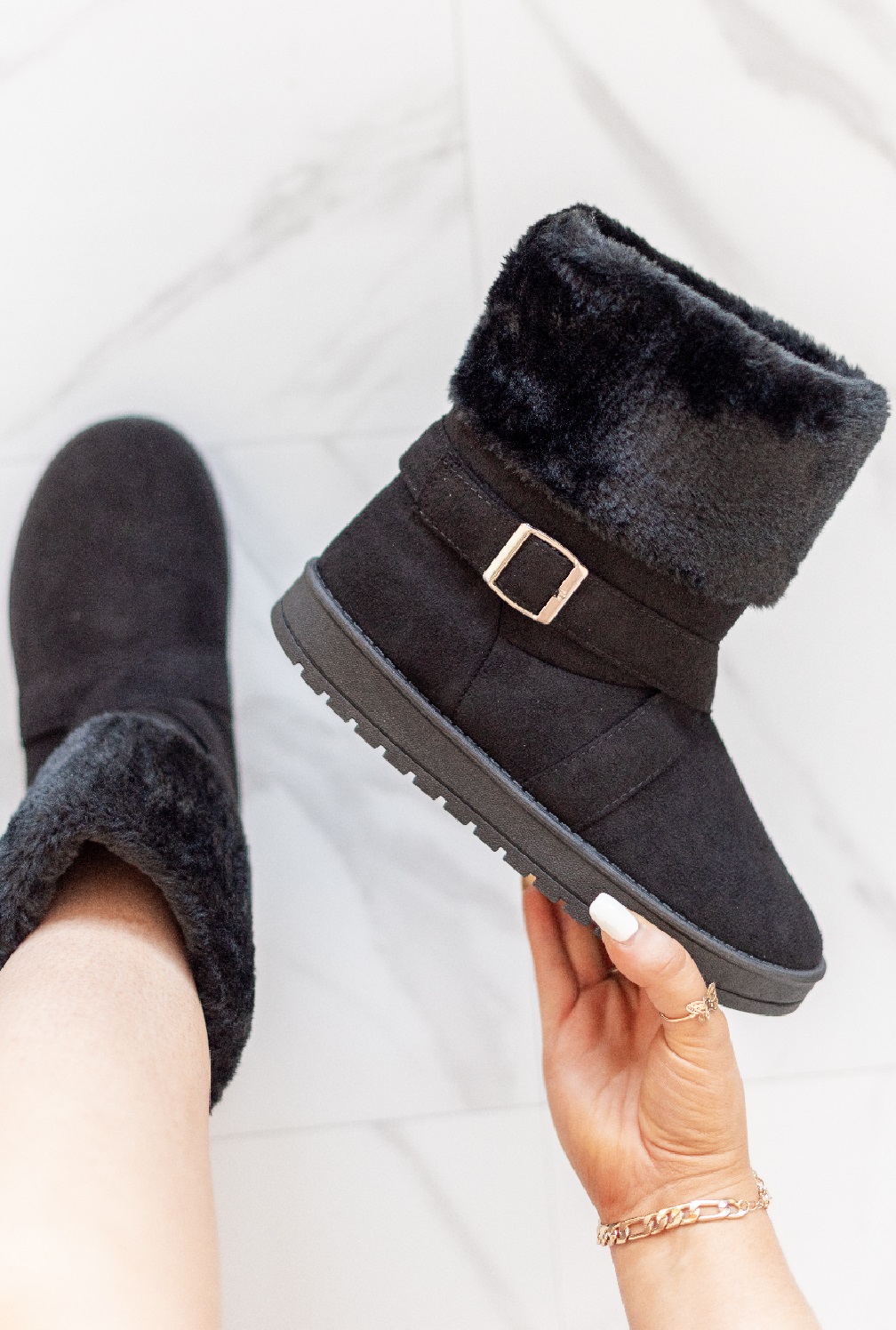Odile™ | Quilted side-zip faux-fur winter ankle boots
